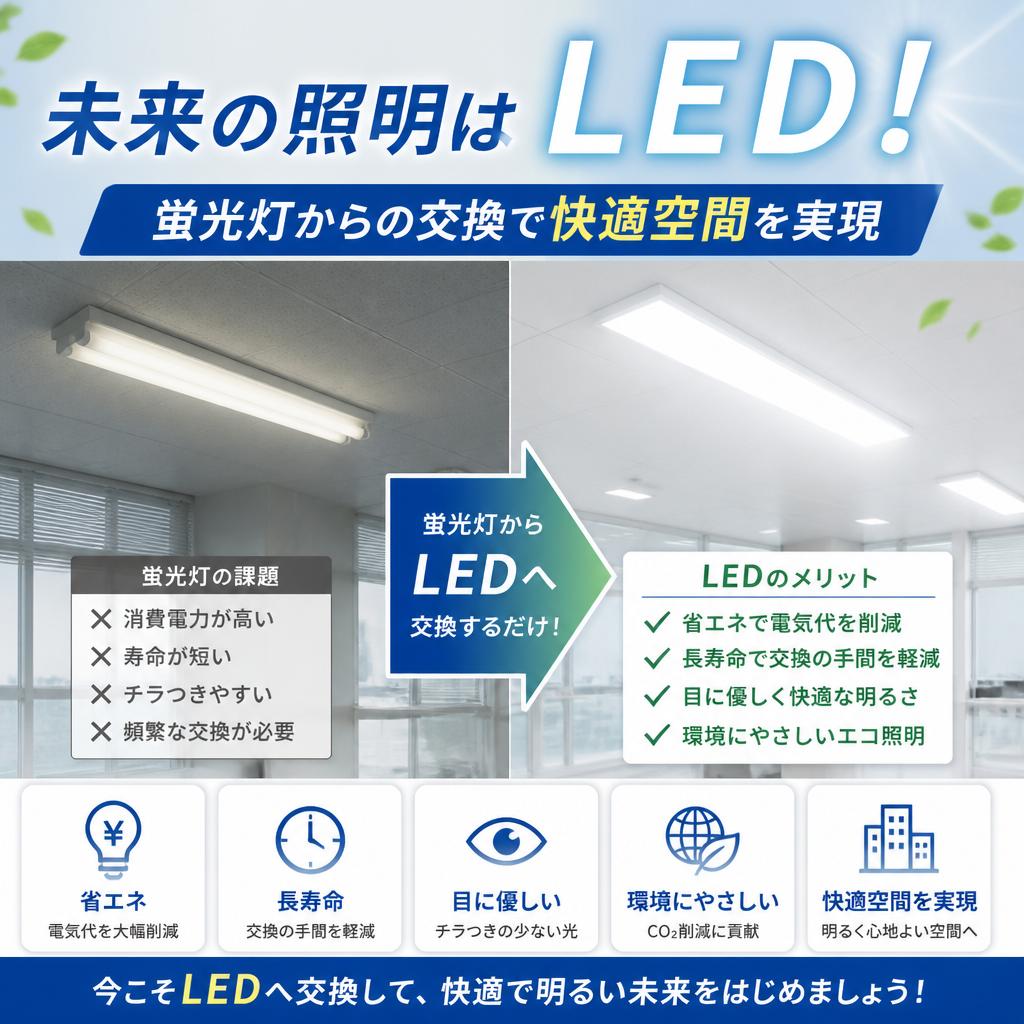 未来の照明はLED！蛍光灯からの交換で快適空間を実現