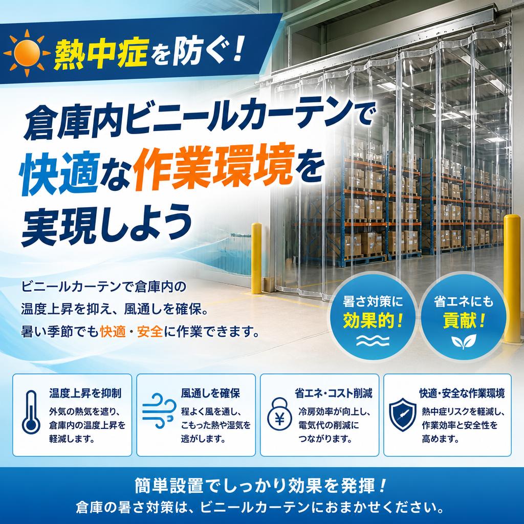 熱中症を防ぐ！倉庫内ビニールカーテンで快適な作業環境を実現しよう