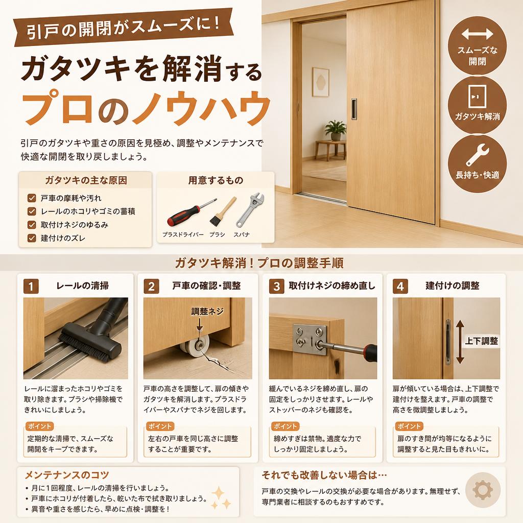引戸の開閉がスムーズに！ガタツキを解消するプロのノウハウ